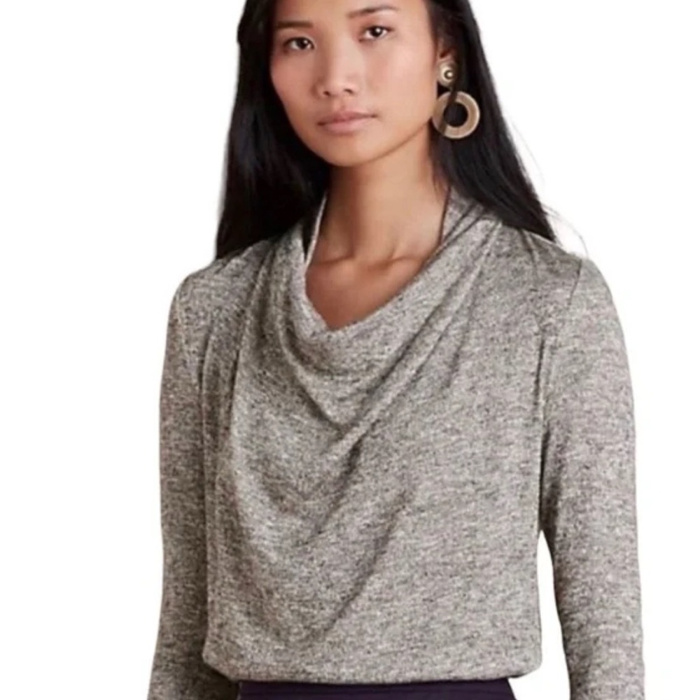 CCO Sale Anthropologie Deletta metallic sparkle gray cowl neck top sz M